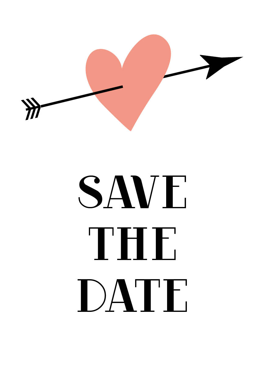 
                Sød save the date med et hjerte og pil på. En save the date er den perfekte måde til at sige til dine gæster at de skal sætte et kryds i kalenderen på jeres unikke dag. Til designet kommer også matchende elementer i form af invitation, velkomstskilt, salmehæfte, bordoversigt, menukort, drinkskort, takkekort mm. således I kan skabe en rød tråd for dagen.                